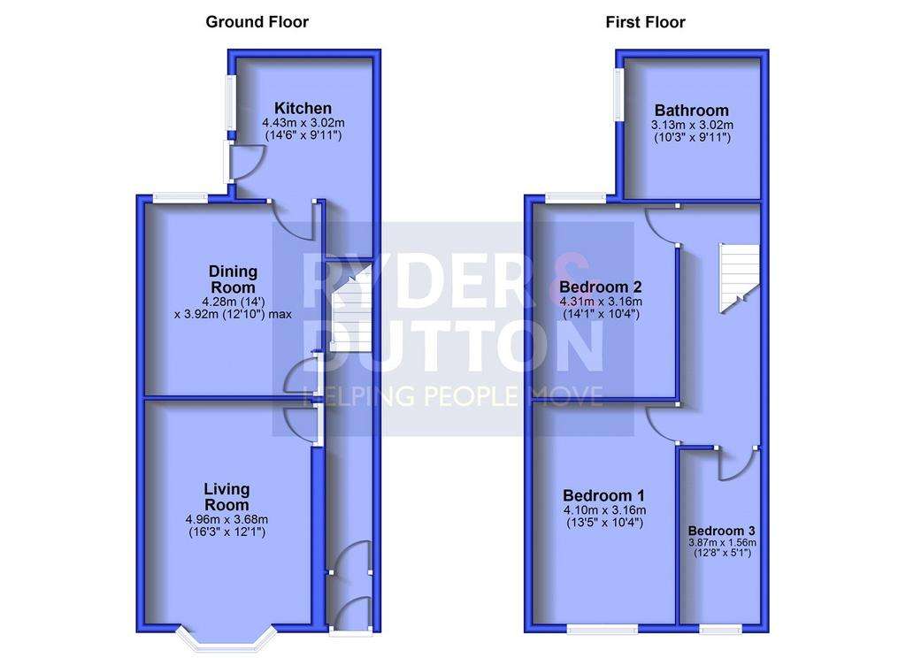 3 bedroom end of terrace house for sale - floorplan