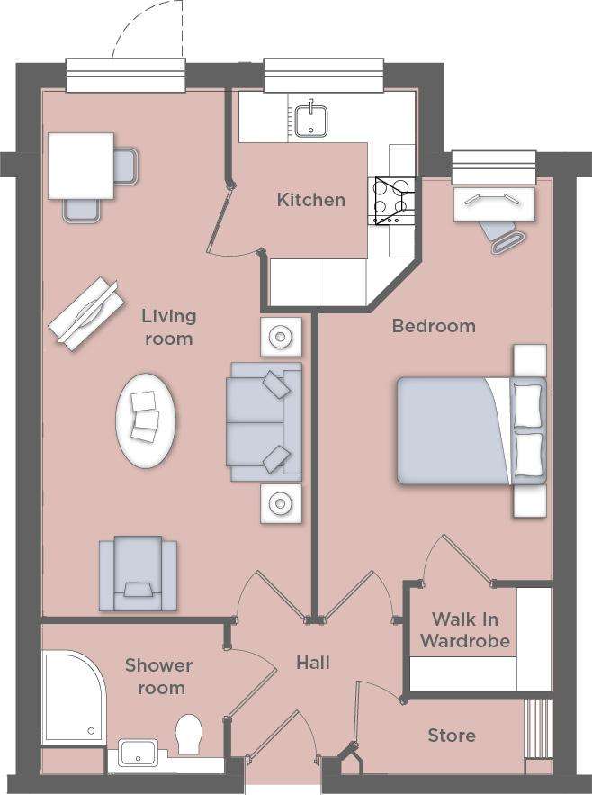 1 bedroom retirement property for sale - floorplan