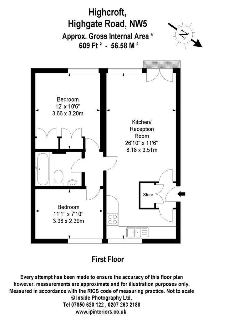 2 bedroom flat to rent - floorplan