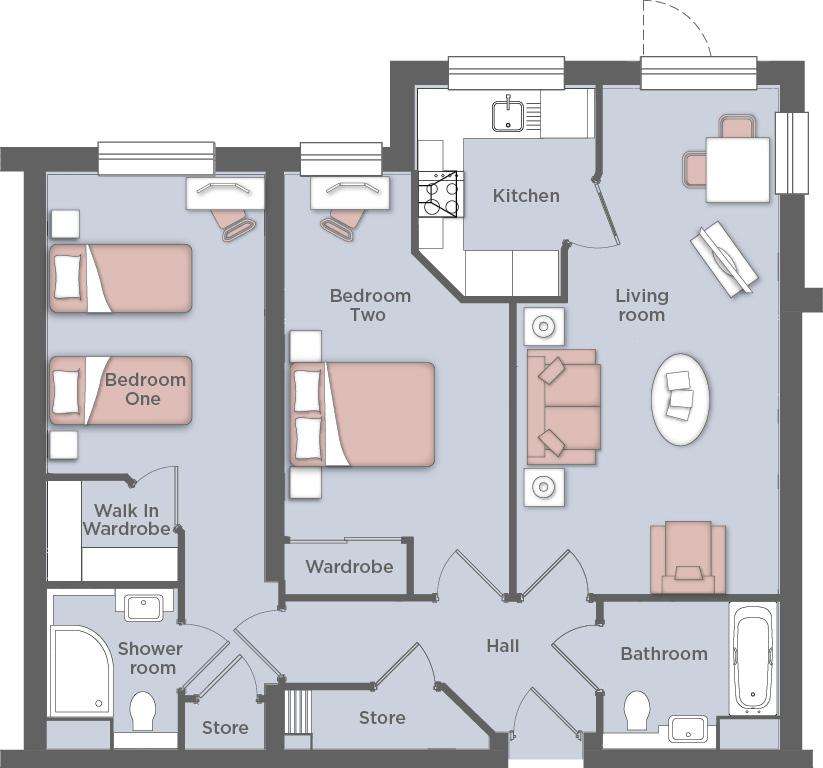 2 bedroom retirement property for sale - floorplan