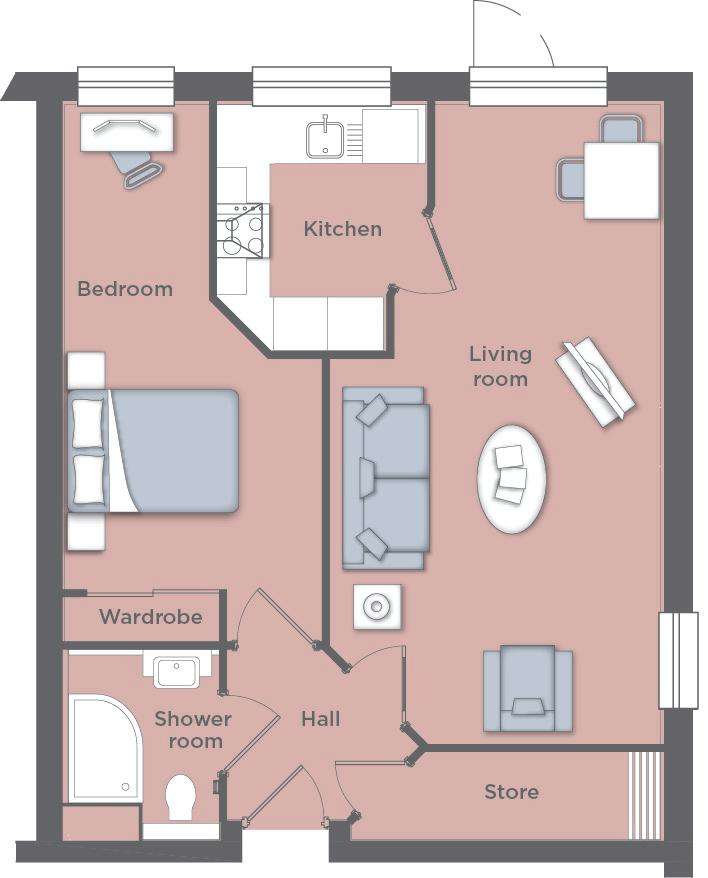 1 bedroom retirement property for sale - floorplan