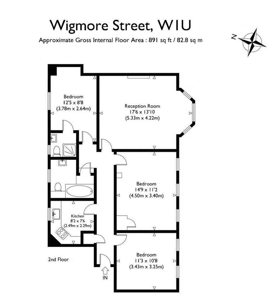 3 bedroom flat to rent - floorplan