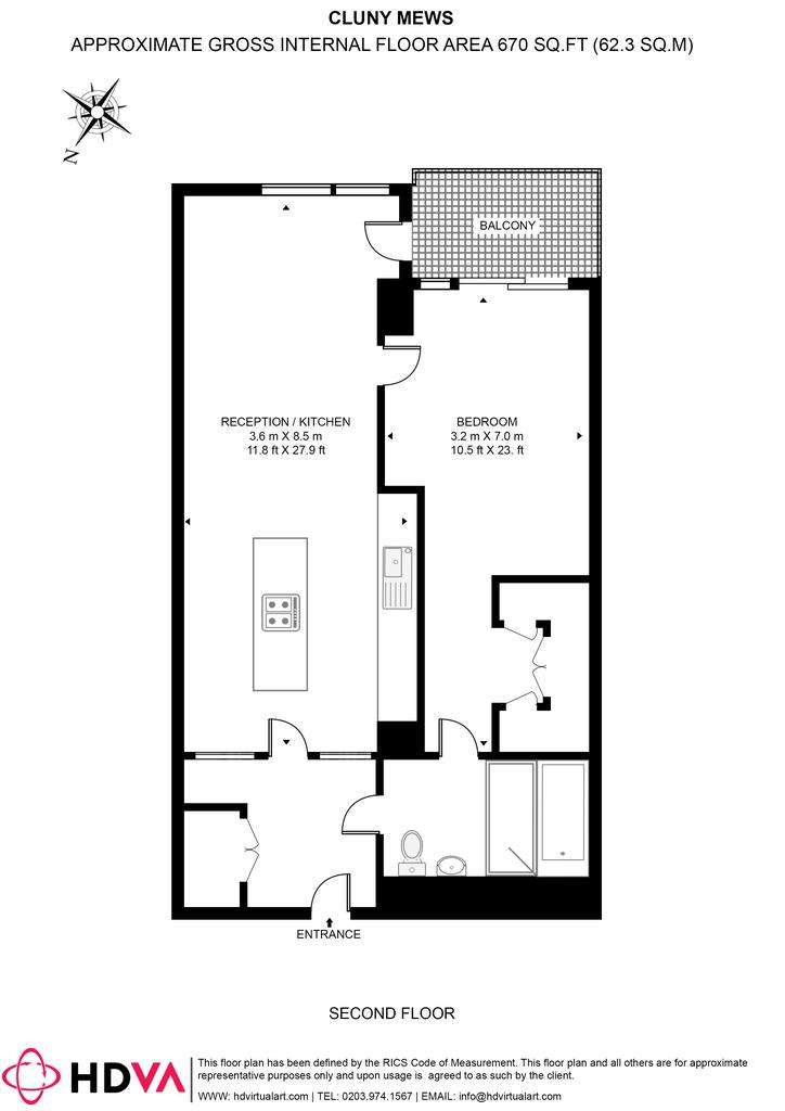 1 bedroom flat to rent - floorplan