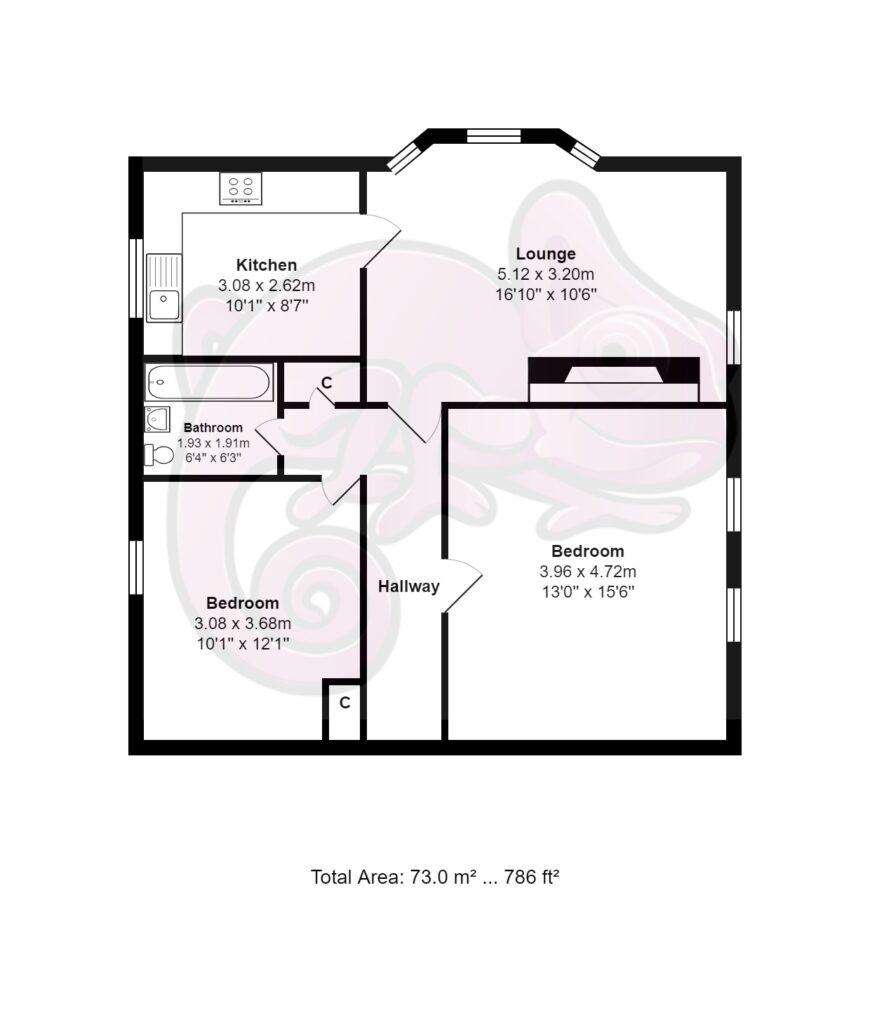 2 bedroom flat to rent - floorplan