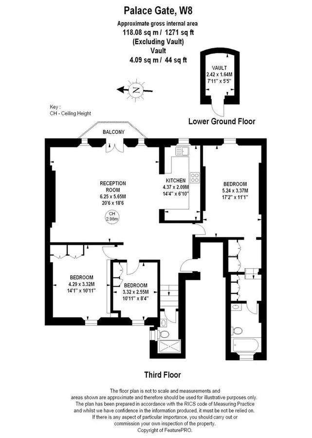 3 bedroom flat to rent - floorplan