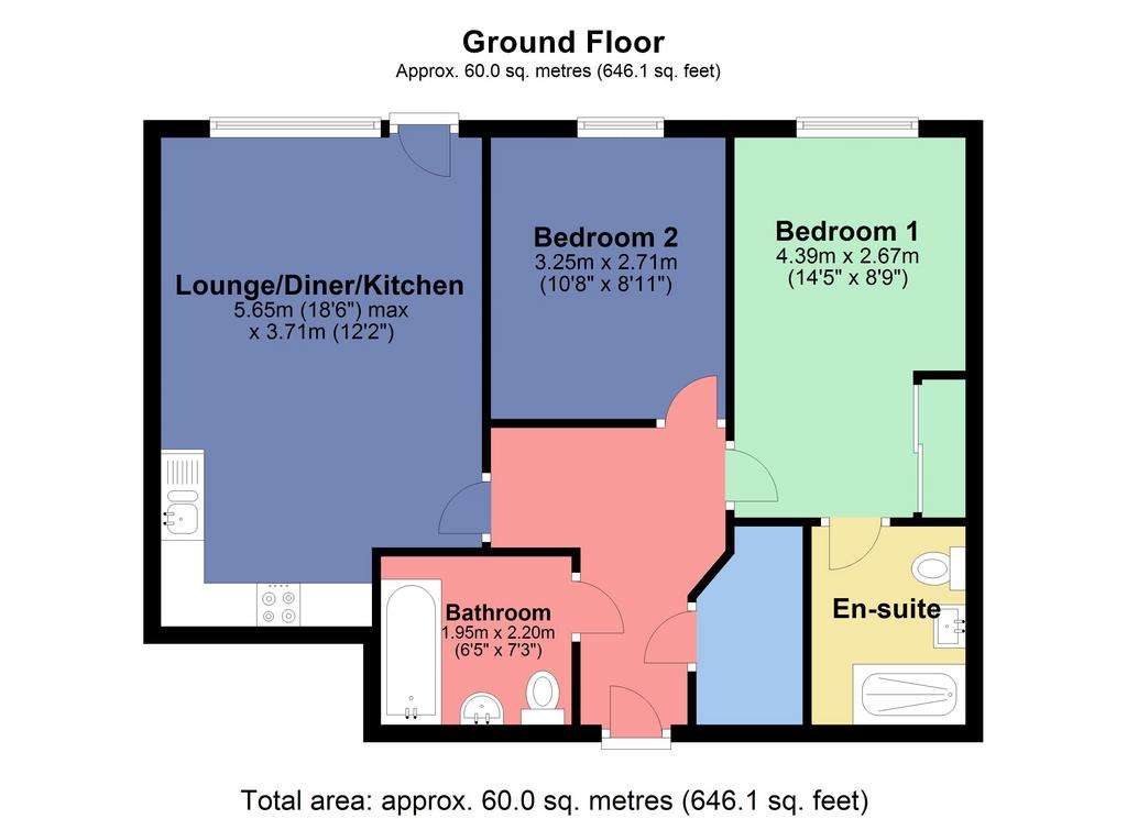 2 bedroom flat to rent - floorplan