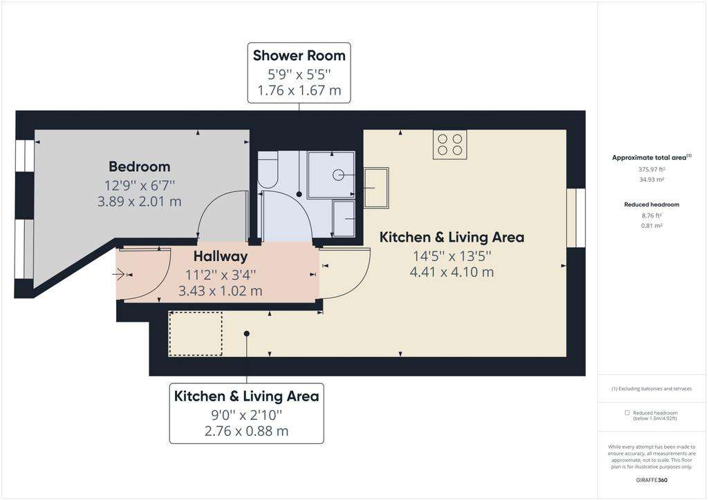 1 bedroom flat to rent - floorplan