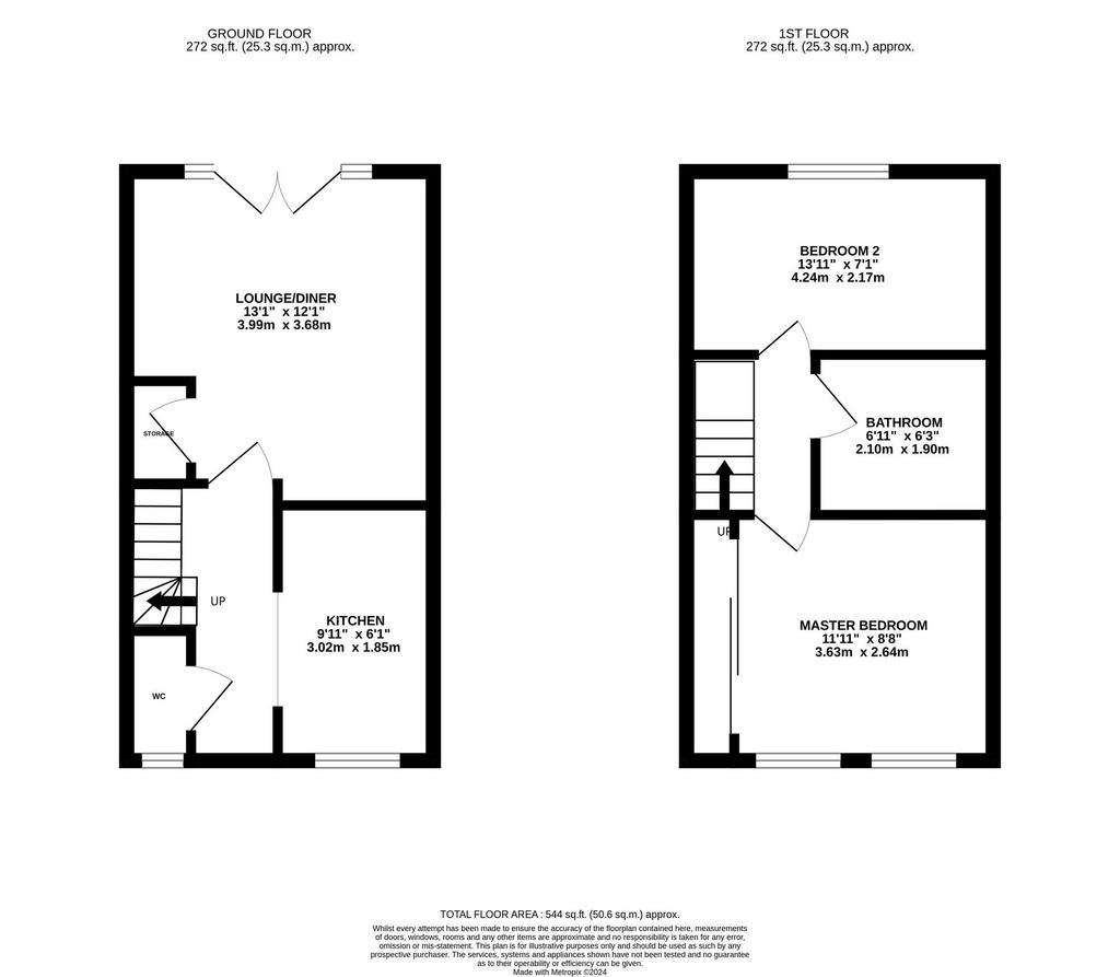 2 bedroom terraced house for sale - floorplan