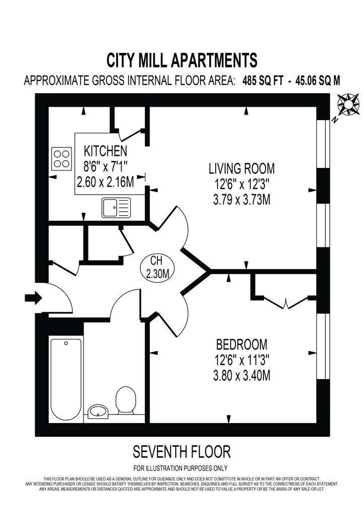 1 bedroom flat to rent - floorplan