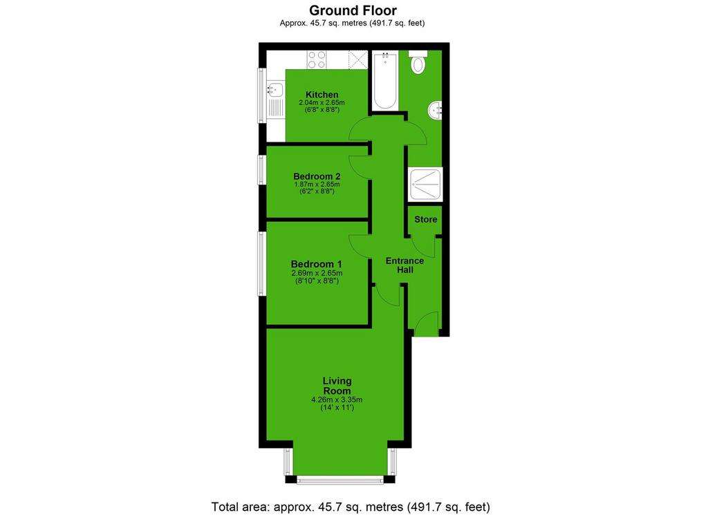 2 bedroom flat to rent - floorplan