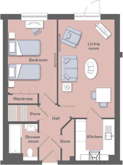 1 bedroom retirement property for sale - floorplan