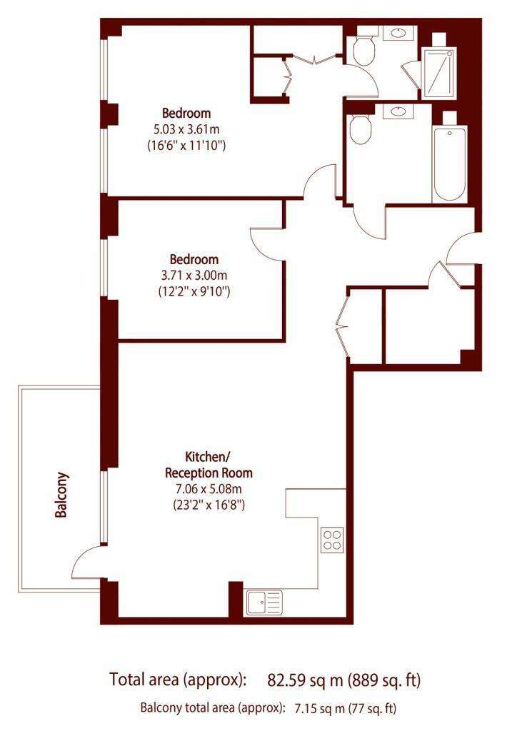 2 bedroom flat to rent - floorplan