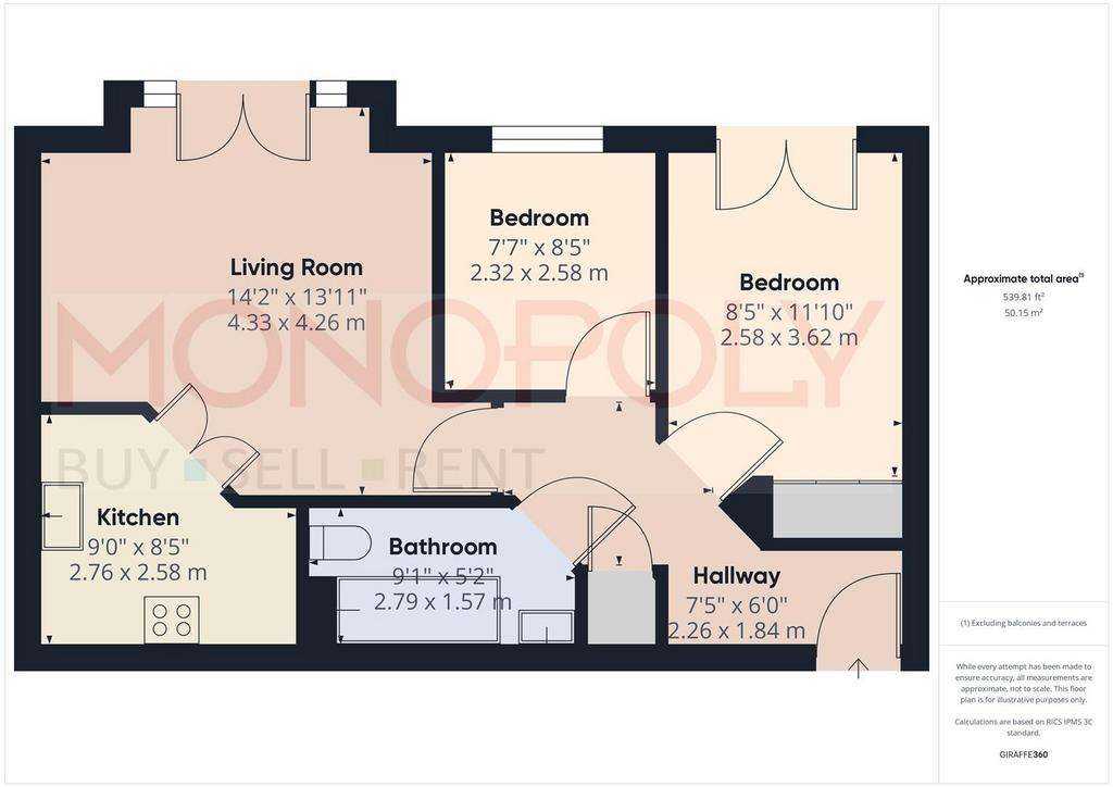 2 bedroom flat for sale - floorplan