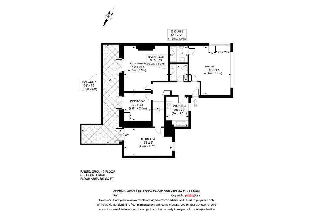 3 bedroom flat to rent - floorplan