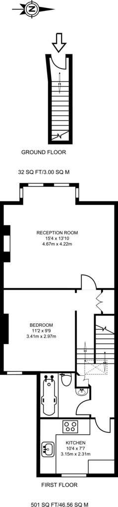 1 bedroom flat to rent - floorplan