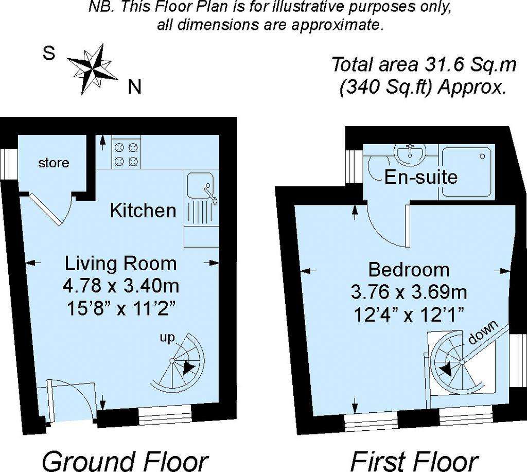 1 bedroom terraced house for sale - floorplan