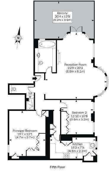 2 bedroom flat to rent - floorplan