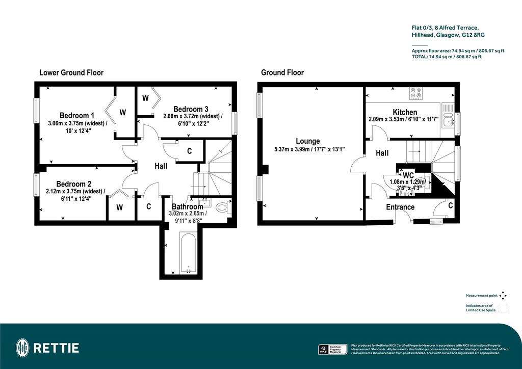 3 bedroom flat for sale - floorplan