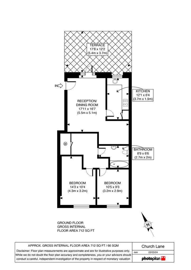 2 bedroom flat to rent - floorplan