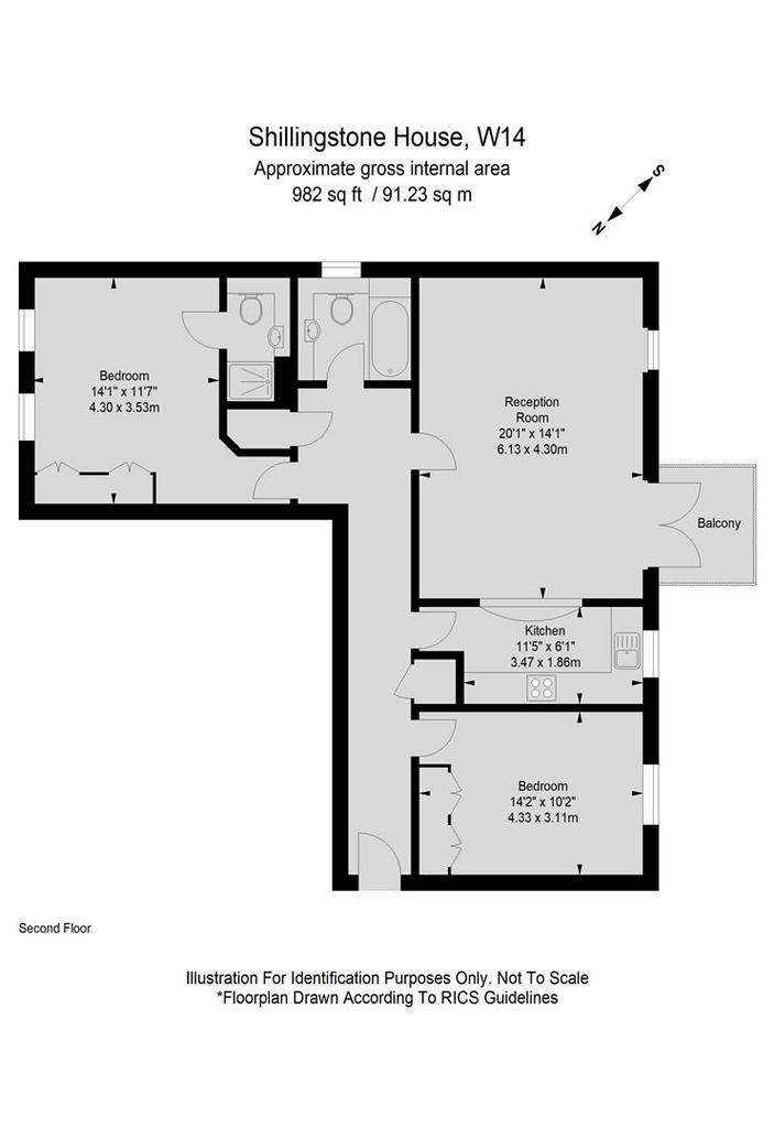 2 bedroom flat to rent - floorplan