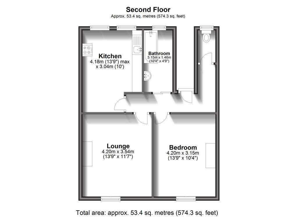 1 bedroom flat to rent - floorplan