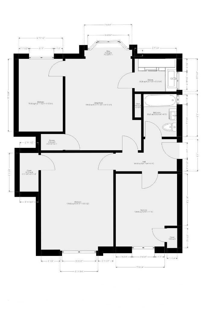 3 bedroom flat to rent - floorplan