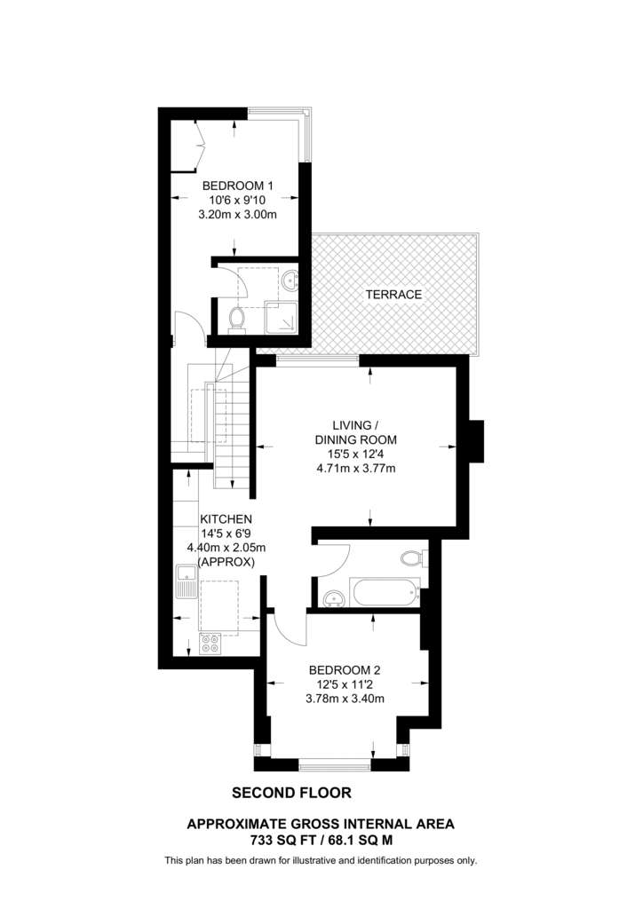 2 bedroom flat to rent - floorplan