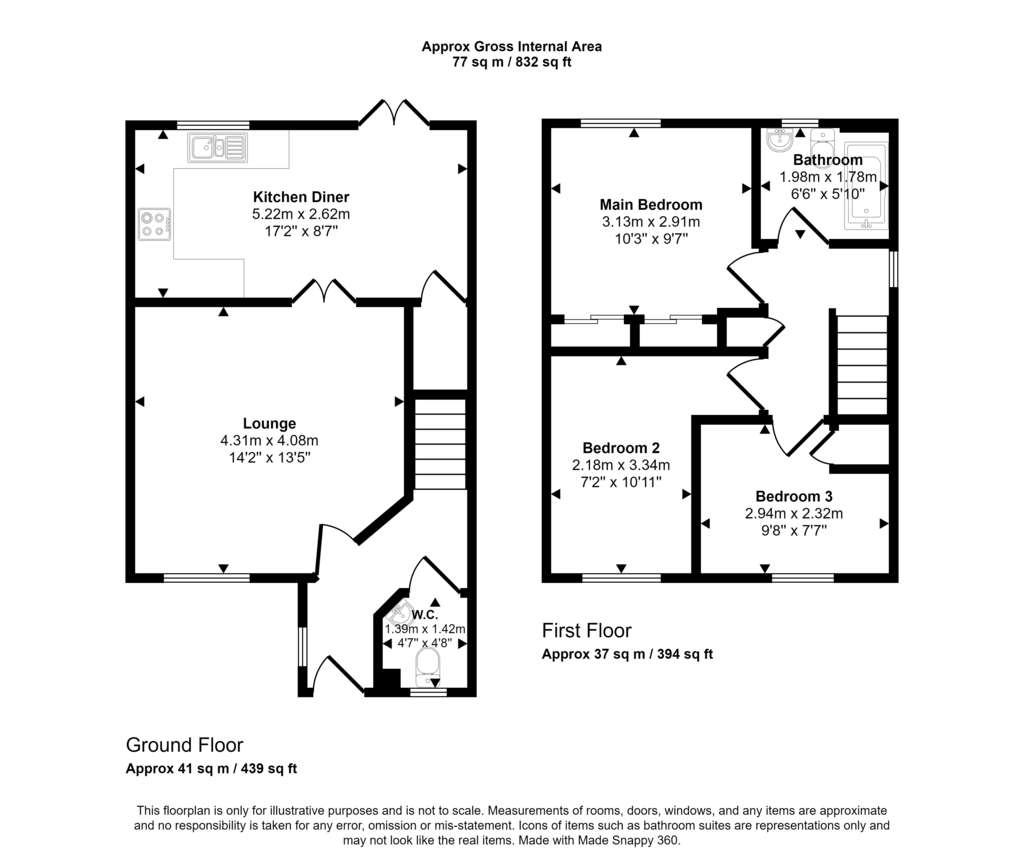 3 bedroom semi-detached house for sale - floorplan