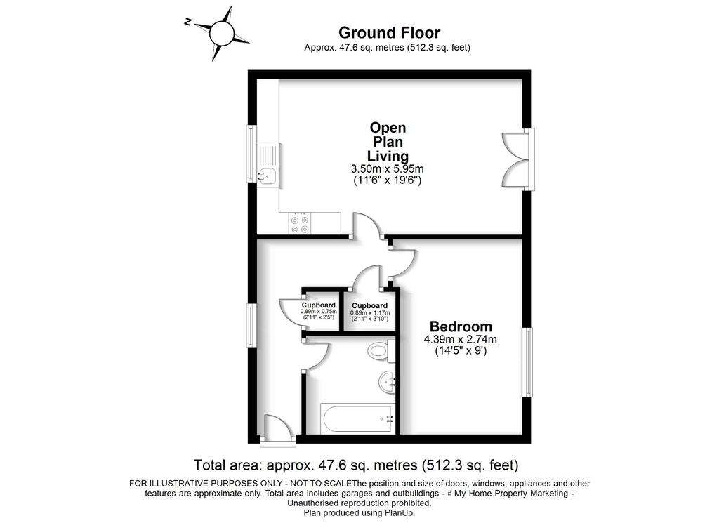 1 bedroom ground floor flat for sale - floorplan