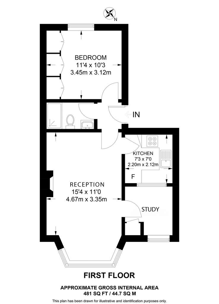 1 bedroom flat to rent - floorplan