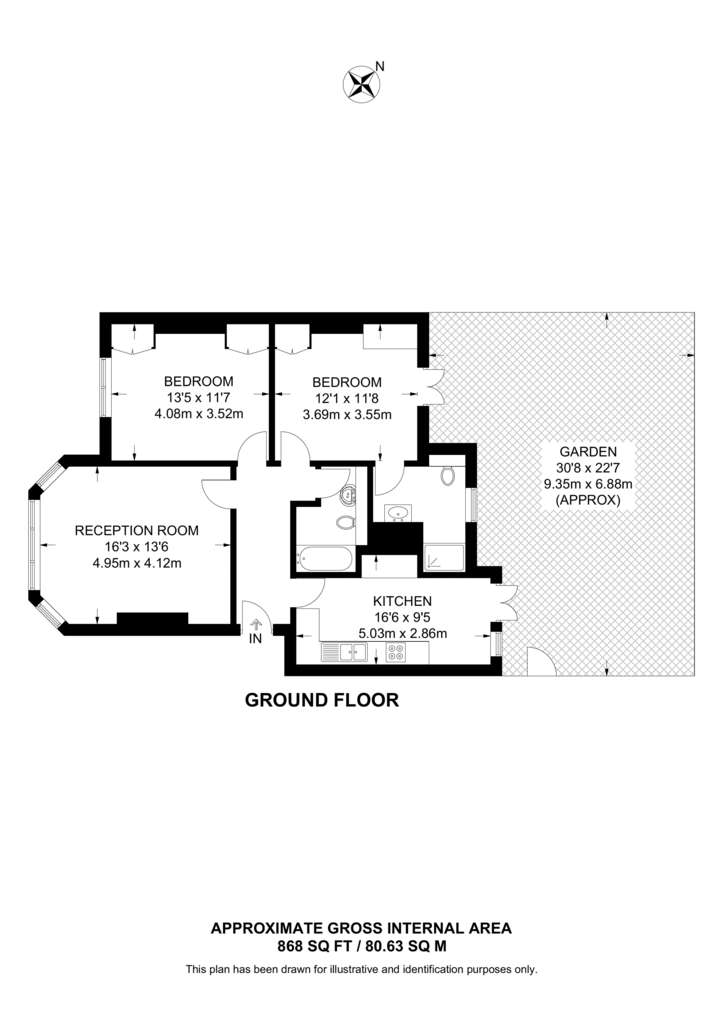 2 bedroom flat to rent - floorplan