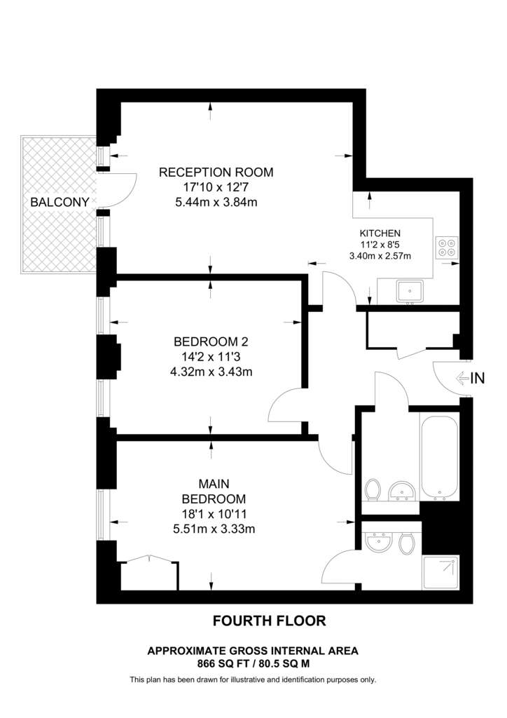 2 bedroom flat to rent - floorplan