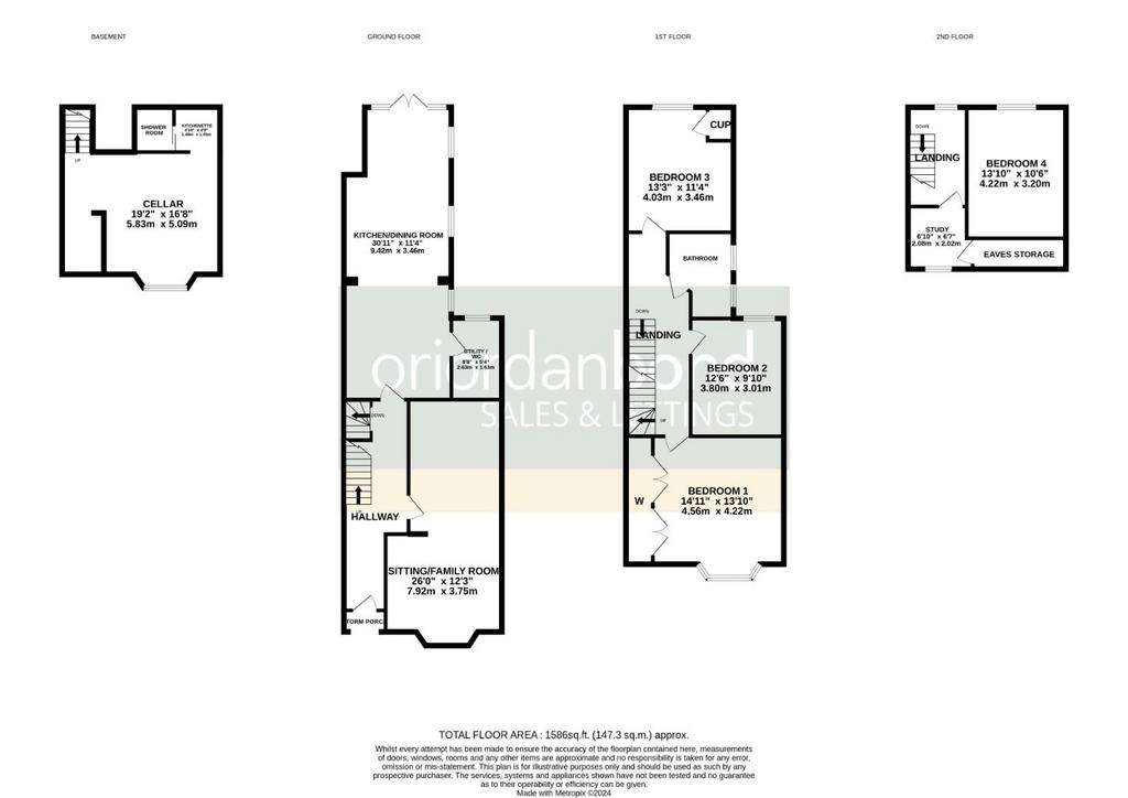 4 bedroom town house for sale - floorplan