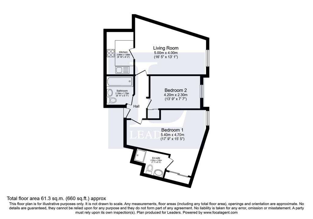 2 bedroom flat to rent - floorplan