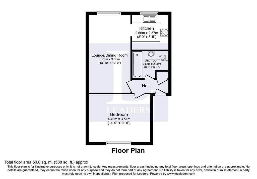 1 bedroom flat to rent - floorplan