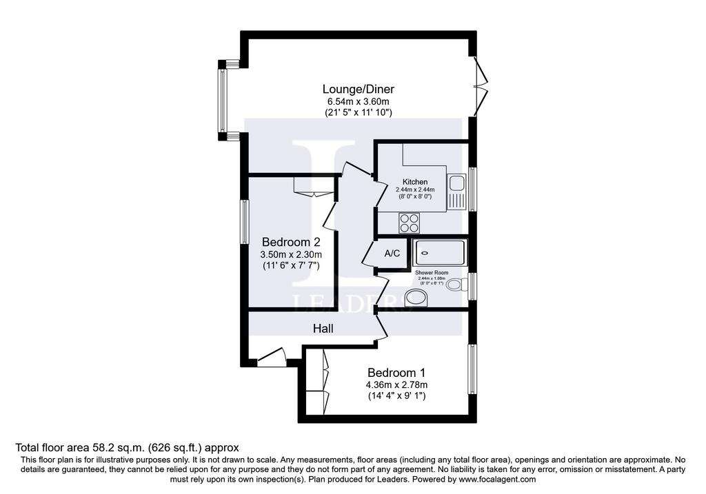 2 bedroom flat to rent - floorplan