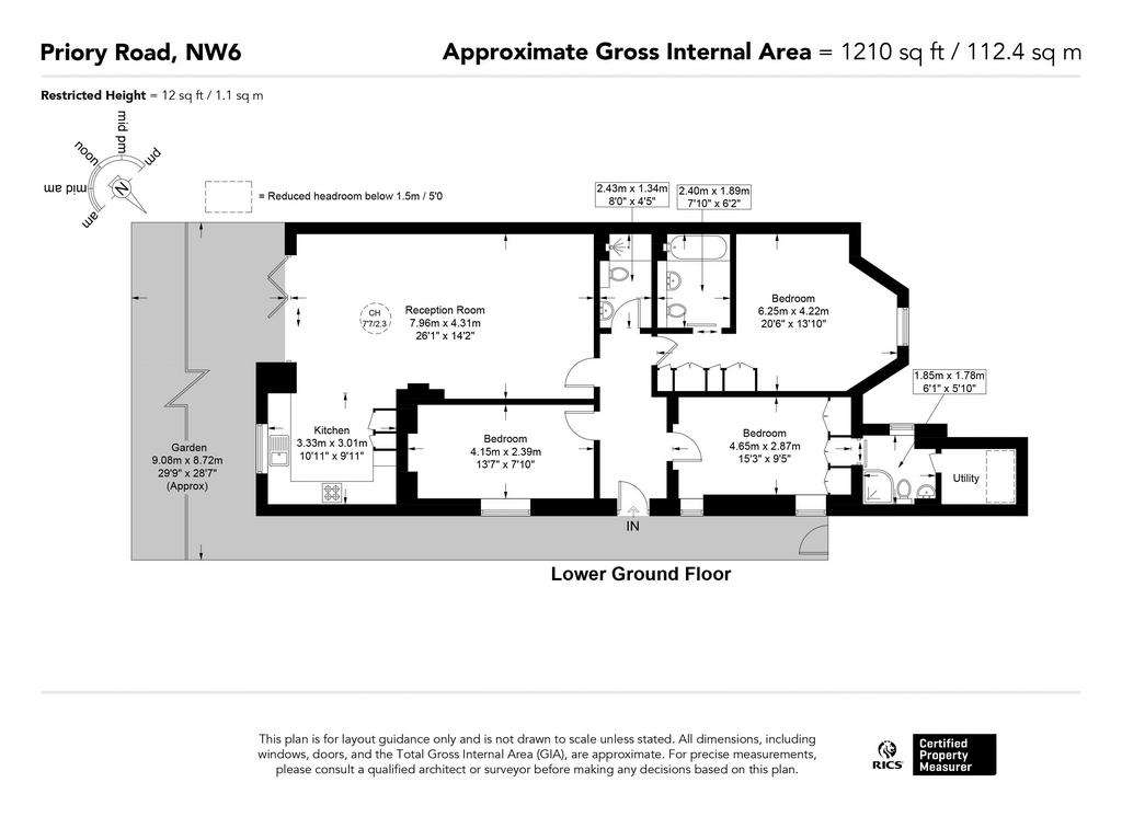 3 bedroom flat to rent - floorplan