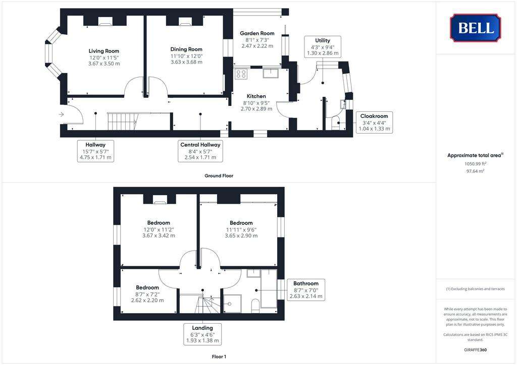 3 bedroom terraced house for sale - floorplan