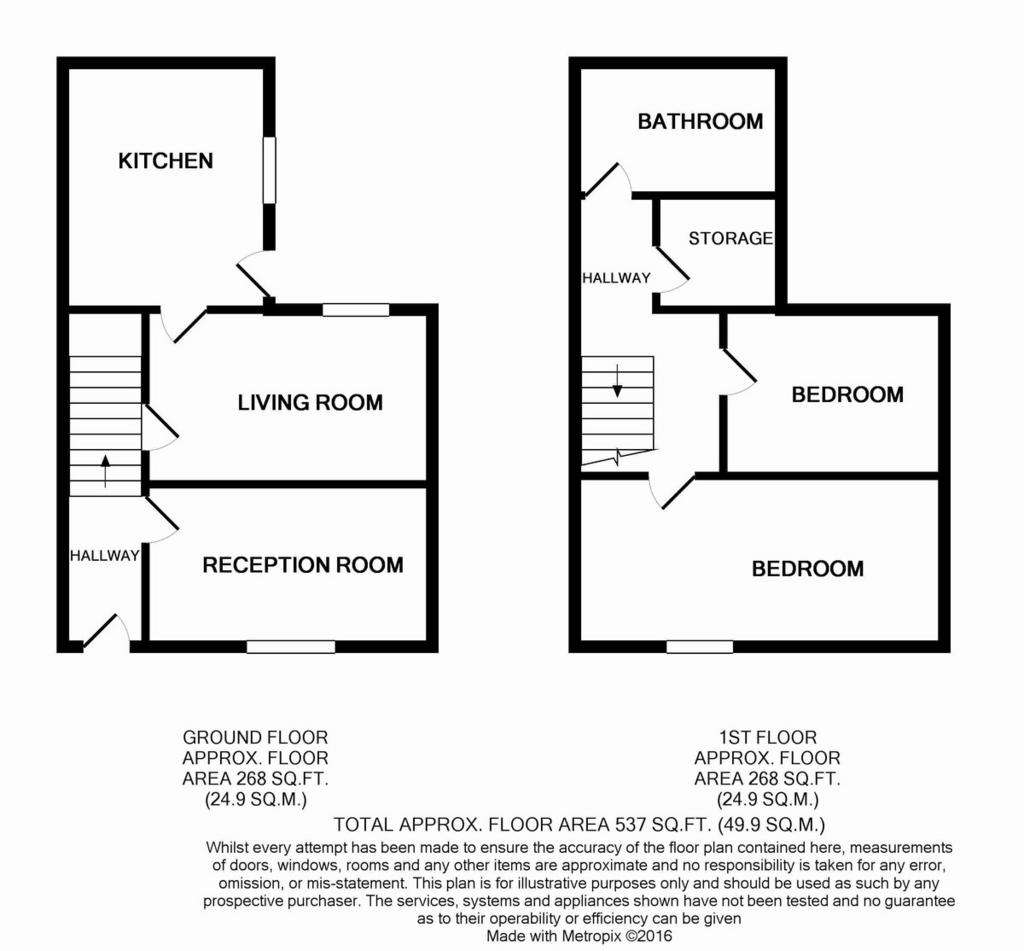 2 bedroom terraced house to rent - floorplan