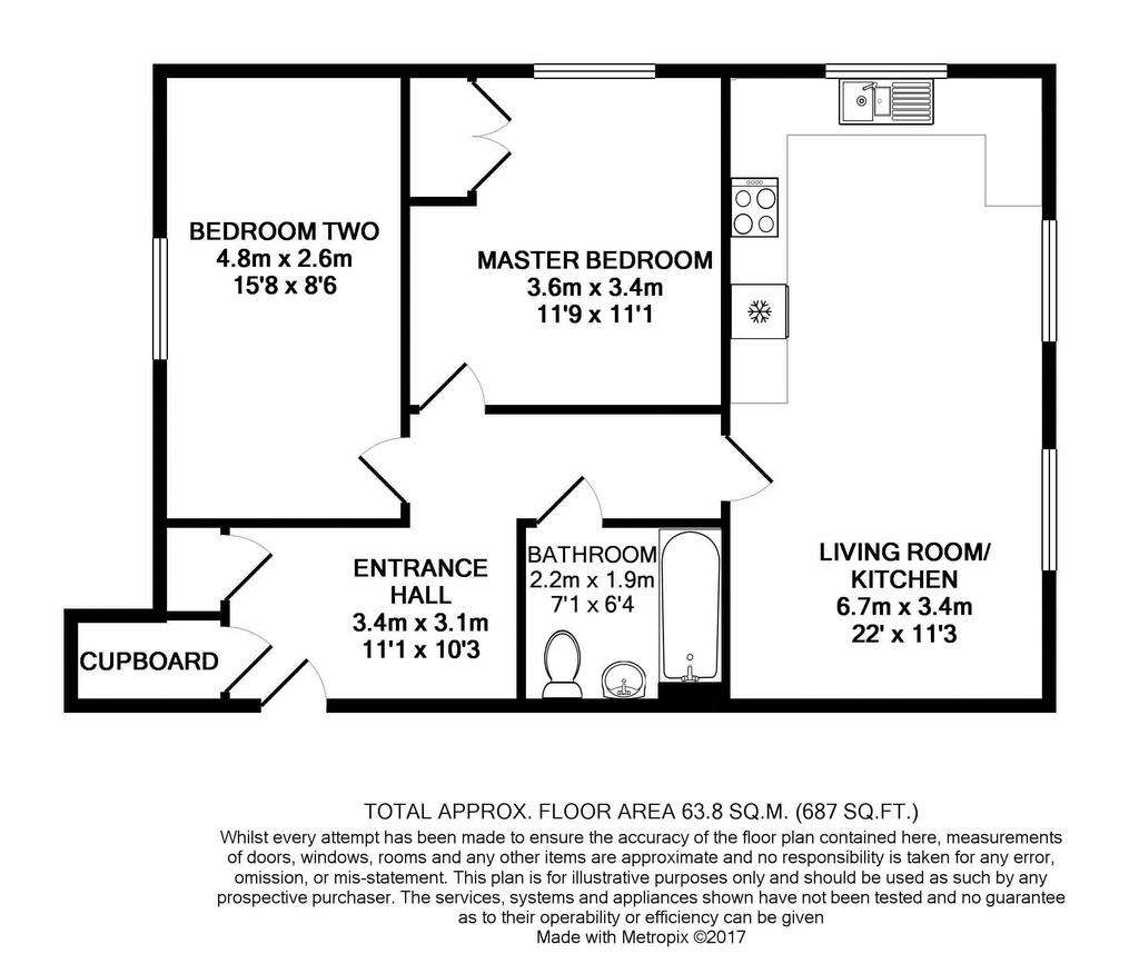 2 bedroom flat to rent - floorplan