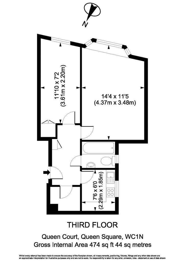 1 bedroom flat to rent - floorplan