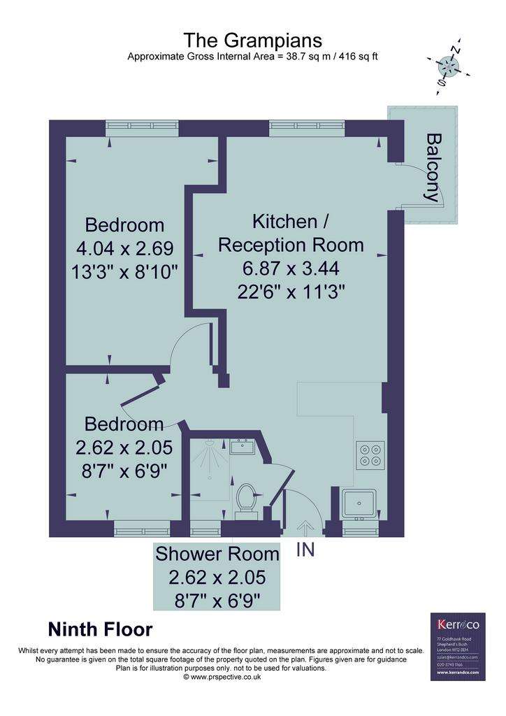 1 bedroom flat to rent - floorplan