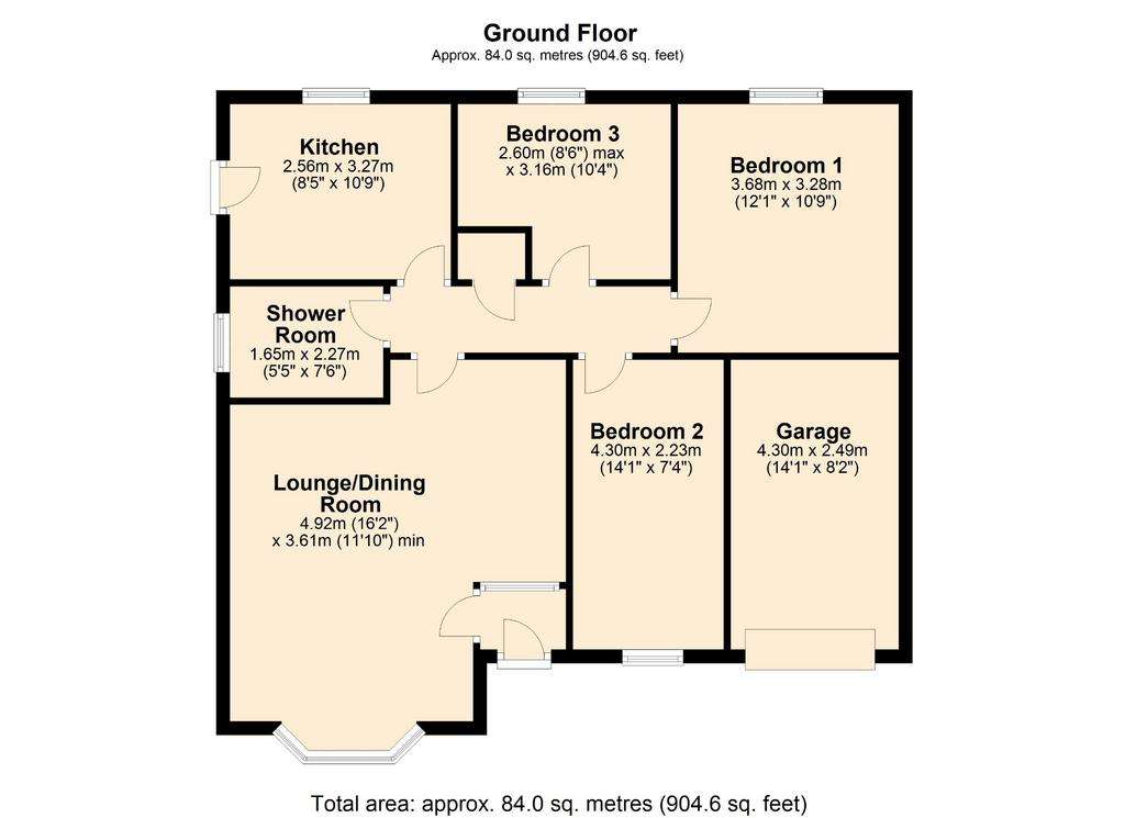 3 bedroom detached bungalow for sale - floorplan