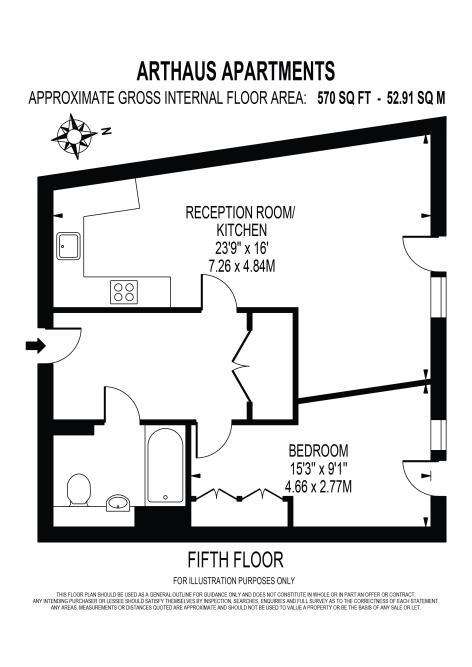 1 bedroom flat to rent - floorplan