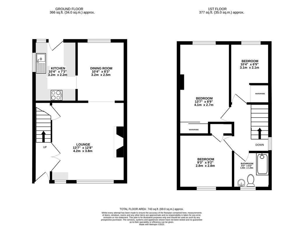 3 bedroom semi-detached house for sale - floorplan