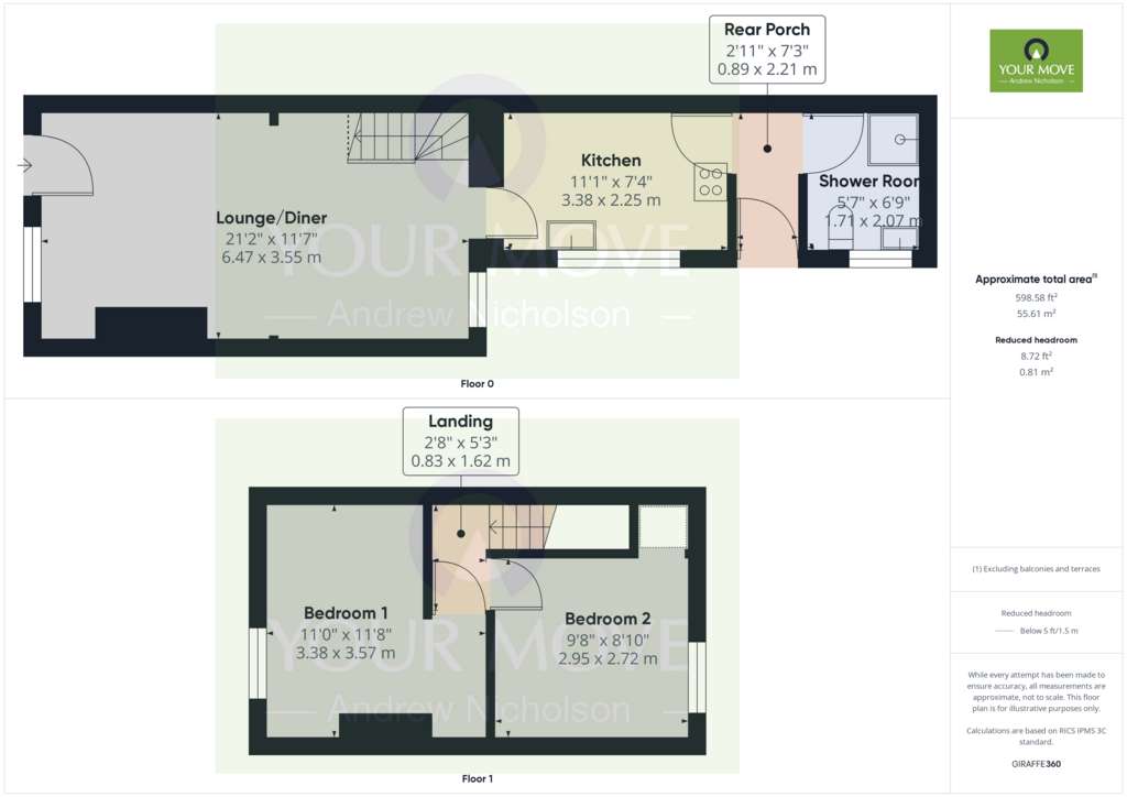 2 bedroom terraced house to rent - floorplan