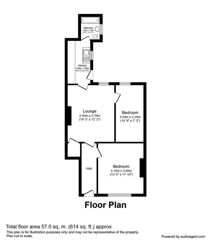 2 bedroom flat to rent - floorplan