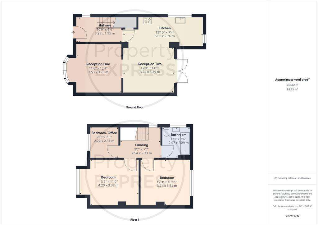 3 bedroom semi-detached house for sale - floorplan