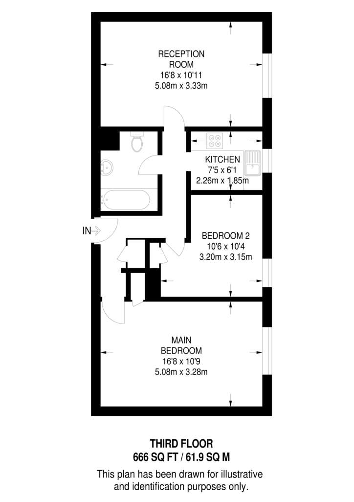 2 bedroom flat to rent - floorplan