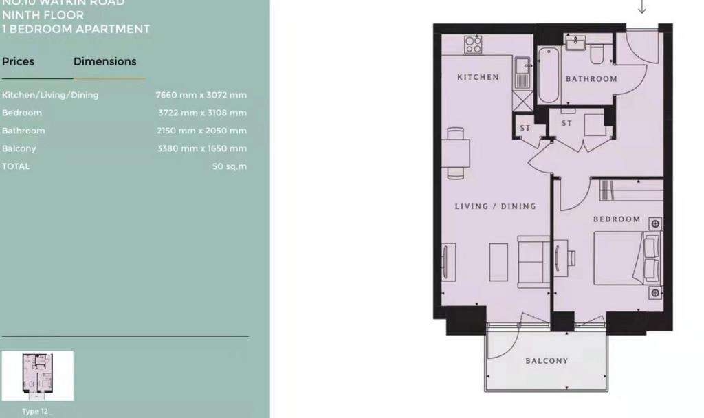 1 bedroom flat to rent - floorplan